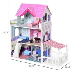 Qaba Kids Wooden Multi-Level Dream House Villa Kit With Furniture And Accessories -Best Toy Store GUEST f9159f7a 3eb1 43c2 bfce 2c96189e6b41