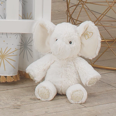 Lambs & Ivy Signature Jamboree Plush Elephant - Marshmallow - Gray, Gold, White 4 Lambs & Ivy Signature Jamboree Plush Elephant - Marshmallow - Gray, Gold, White - Image 2