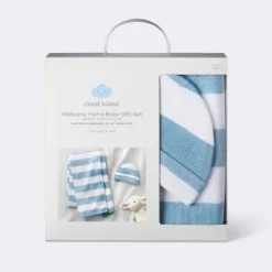 Hospital Muslin Swaddle Baby Blanket And Hat Gift Set - Blue And White Stripes - 2pk - Cloud Island™ -Best Toy Store GUEST fb8d0c4a 6731 47a1 9087 7e052aa41e53