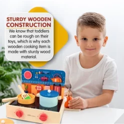 Leo & Friends 2-in-1 Mini Kitchen 15-Piece Wooden Play Set -Best Toy Store GUEST fc643729 c012 4881 bcc9 859730aa048b